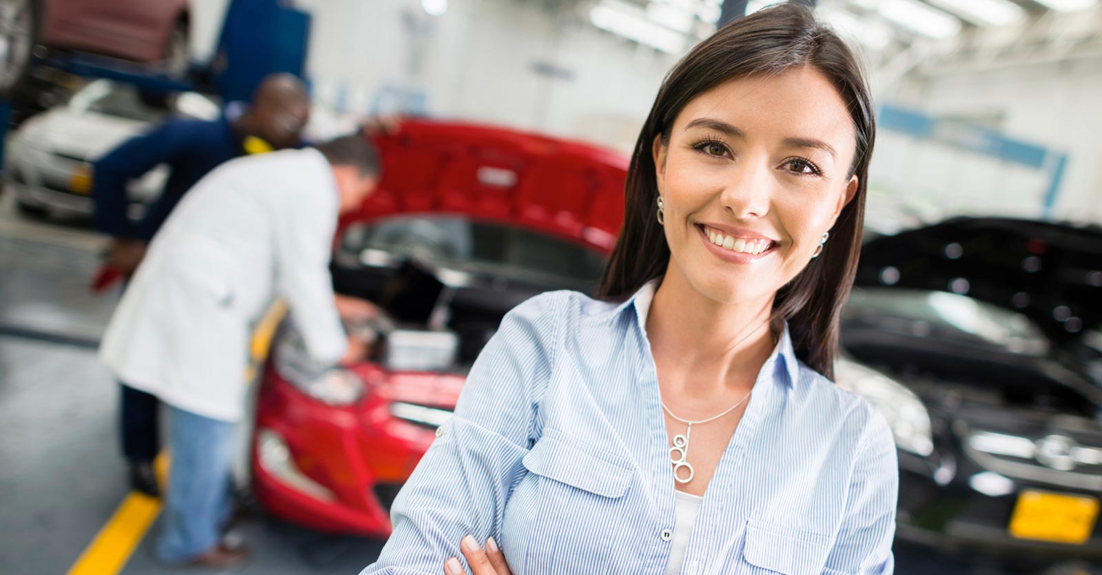 Woman in an automotive factory