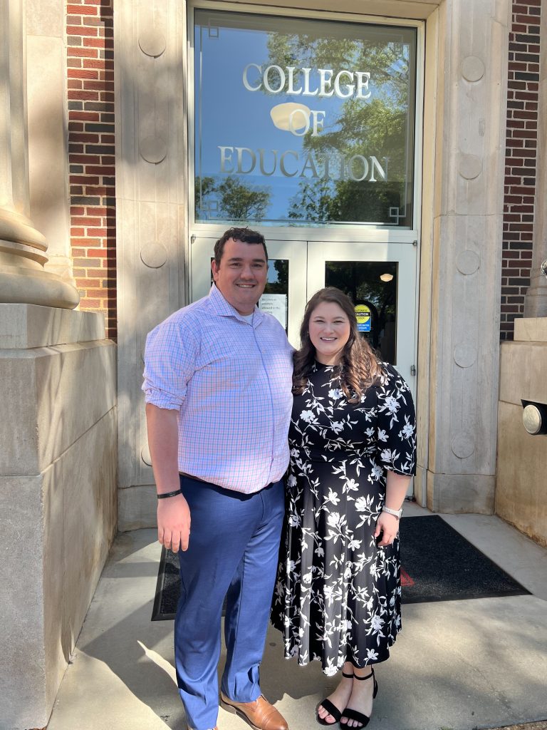 Chelsea Fancher and husband at Honors Day College of Education