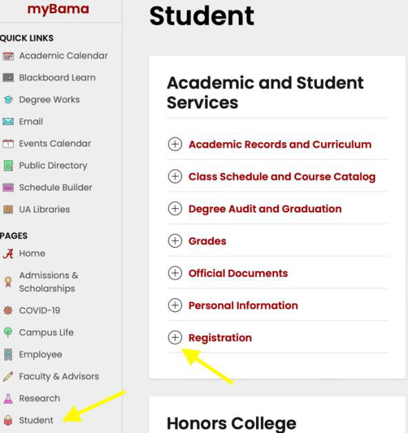 Academic and Student Services, how to register
