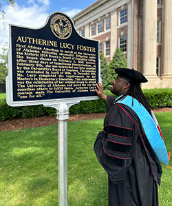 Demetrius at Autherine Lucy Foster marker